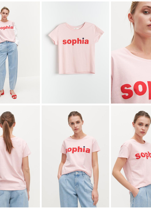 Футболка с надписью sophia, в наличии 3 размера, reserved