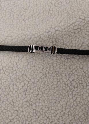 Сталевий браслет "love" на плетеному ремінці екошкіра - оригінальний персональний пам'ятний подарунок хлопцю дівчині6 фото
