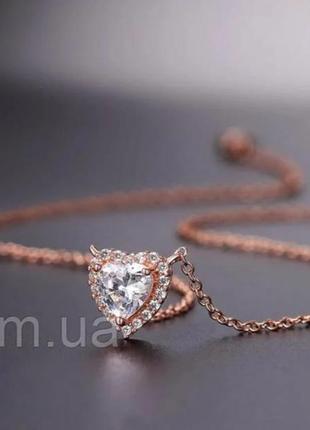 Элегантный подарок девушке - набор "алмазные сердечки медзолото" колье и серьги в...