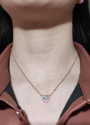 Элегантный подарок девушке - набор "алмазные сердечки медзолото" колье и серьги в...