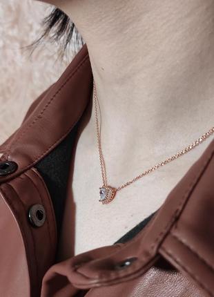 Элегантный подарок девушке - набор "алмазные сердечки медзолото" колье и серьги в...