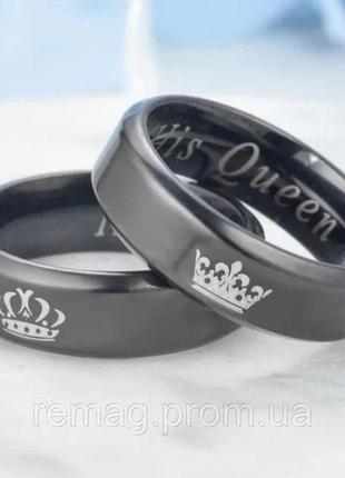 Парные кулоны - кольца "мой король и моя королева" ювелирная сталь и титан - подарок парню девушке в коробочке5 фото