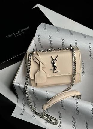 Сумка клат mini chain beige