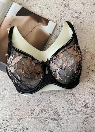 85d бюстгальтер на чашку d, чорно-бежевийліфчик без поролону