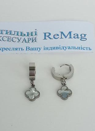 Сережки "перламутровый крестики" медицинская сталь и перламутр - оригинальный солидный подарок девушке2 фото