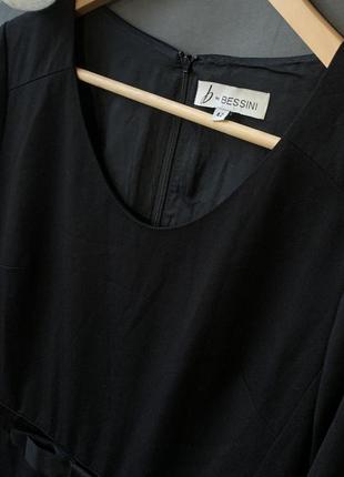 Черное платье миди с бантом и рукавом три четверти классическое классика строгое деловое официальный стиль4 фото