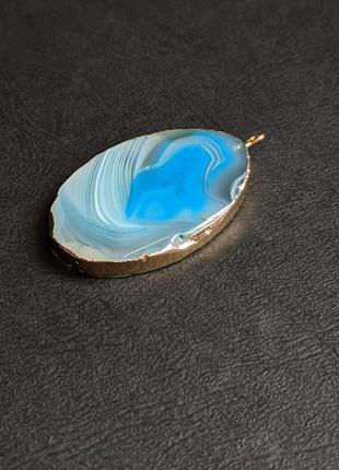 Кулон із натурального каменю блакитний агат в природній формі. розміри 30 * 40 мм.7 фото