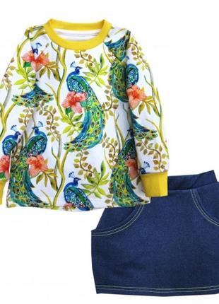 More kids / комплект 2в1 / 92-98-104-110 / джинсова спідничка та кофта - реглан.