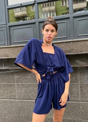 Жіночий костюм кімоно + топ + шорти