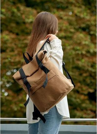 Жіночий рюкзак ролл sambag rolltop milton коричневий тканевий