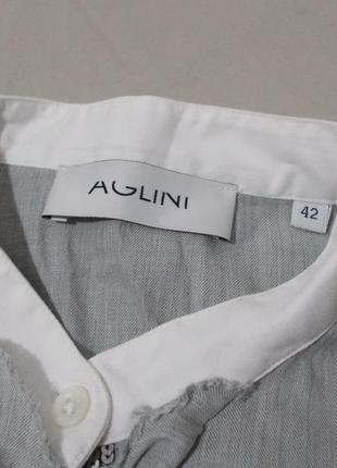 Рубашка дизайнерская светло-серая декор aglini италия 44р4 фото