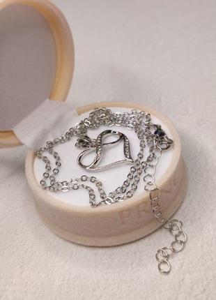 Колье "серебряное сердце со знаком бесконечности  с цирконами" - подарок девушке в подарочной упаковке3 фото