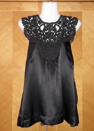 Брендовая стильная шелк + хлопковая блуза топ с кружей р.8 от warehouse3 фото