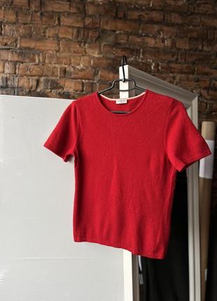 Akris punto women's premium wool cashmere red short sleeve t-shirt женская люксовая футболка1 фото