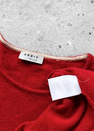Akris punto women's premium wool cashmere red short sleeve t-shirt женская люксовая футболка7 фото