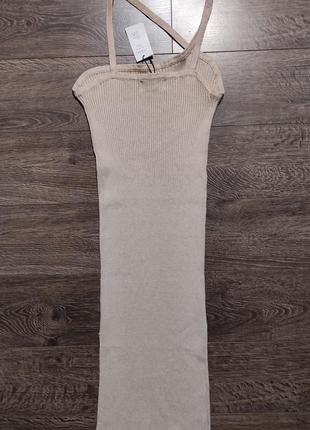 Cider новое трикотажное платье миди в рубчик с разрезом м9 фото