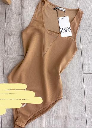 Боді в рубчик з прозорими вставками