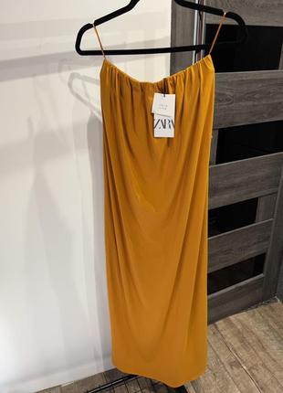 Платье с открытыми плечами от бренда zara оригинал