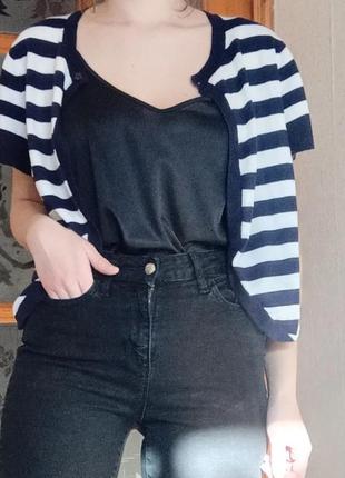 Накидка в полоску с карктим рукавом