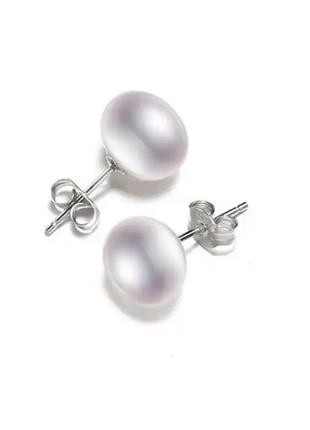 Срібні пусети сережки з натуральними перлинами