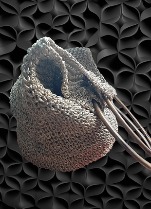 Английская сумка авоська эко-шоппер из соломы мягкий с деревянными ручками