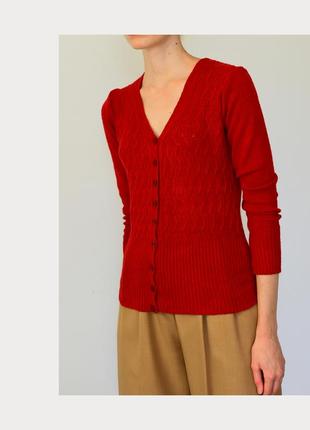 Красивый мягкий кардиган на осень-зиму. красная шерстяная кофта женская6 фото