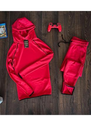 Спортивный костюм мужской худи штаны красный / комплект чоловічий худі толстовка штани червоний