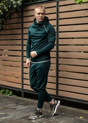 Спортивный костюм мужской худи штаны зеленый / комплект чоловічий худі толстовка штани зелений4 фото
