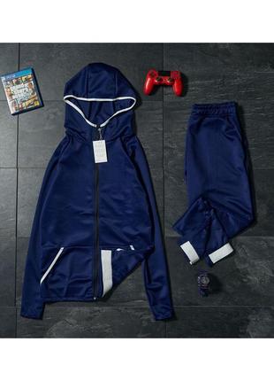 Спортивный костюм мужской худи штаны синий / комплект чоловічий худі толстовка штани синій