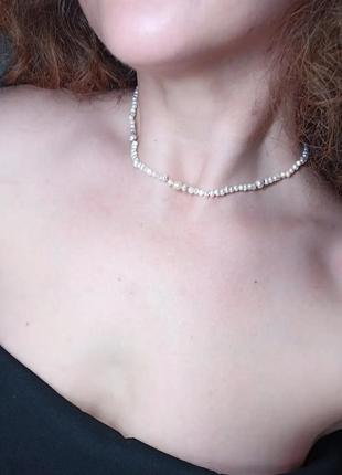 Ожерелье чокер речной жемчуг6 фото