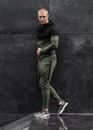 Спортивный костюм мужской худи штаны зеленый / комплект чоловічий худі толстовка штани зелений