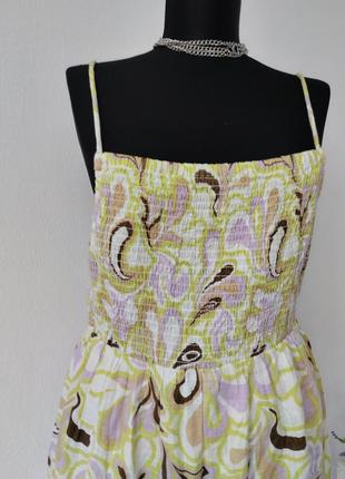 Стильное платье сарафан трапеция,котон,верх резинка, откройте спинка, цветочный принт2 фото