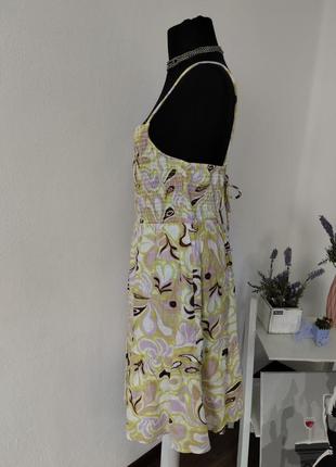 Стильное платье сарафан трапеция,котон,верх резинка, откройте спинка, цветочный принт3 фото