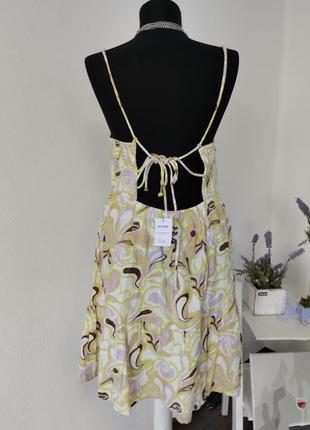Стильное платье сарафан трапеция,котон,верх резинка, откройте спинка, цветочный принт4 фото