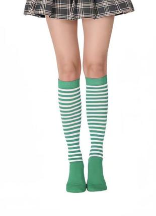Гольфи біло - зелені, високі шкарпетки на ногу 19-26 см2 фото