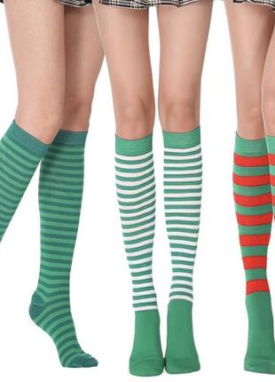 Гольфи біло - зелені, високі шкарпетки на ногу 19-26 см3 фото