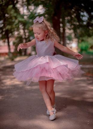 Платье на выпуск розовая выпускная фатиновая нарядная детская на 6-7 лет3 фото