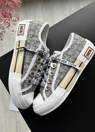 Прекрасные женские кеды в стиле dior b23 low logo grey серые