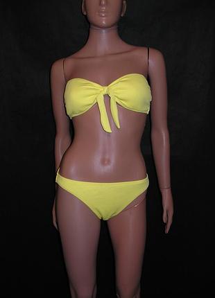 Раздельный яркий желтый купальник f&f  без бретелей