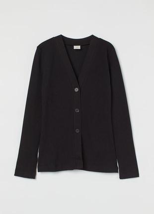 Кардиган, кофта, в рубчик, черный, базовый, h&m
