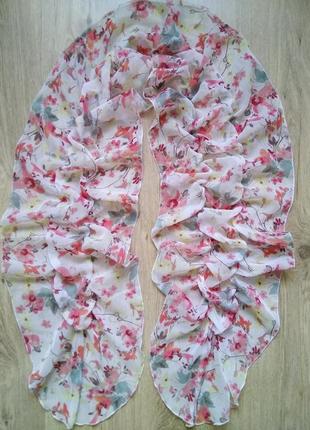 Романтичный шарф платок палантин на резиночках цветочный принт2 фото