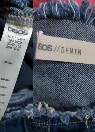 Джинсы кюлоты с необработаным краем ультравысокой посадкой, защипами asos denim10 фото