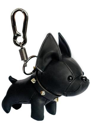 Большой брелок бульдог из кожзама