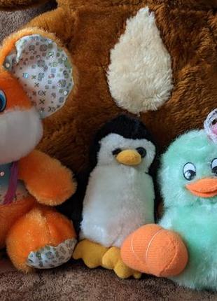 Мягкие игрушки, чебурашка, цыпленок, мишка, пингвин, мышка5 фото