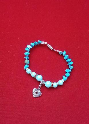 Браслет з натурального каменю блакитна бірюза - символ щастя і перемоги