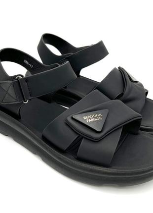 Женские черные сандалии на липучке. размер 41(25,5см)