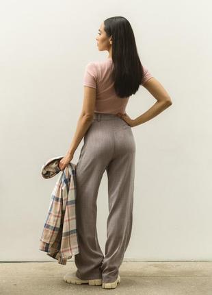 Женские прямые широкие натуральные брюки2 фото