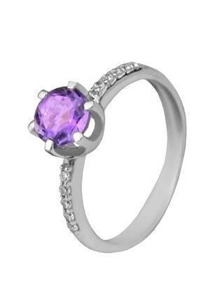Кольцо серебряное с натуральным аметистом лола 1848/9р аметист, 16.5 размер