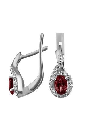 Серьги серебряные с натуральным гранатом лезгинка 2420/9р гранат