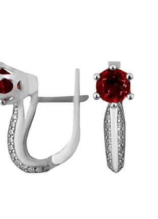 Серьги серебряные с натуральным гранатом ванда 2048/9р гранат